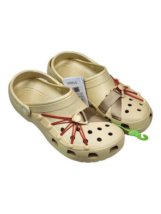 Crocs Classic Lockdown Clog Beige With Red Details Mens Size 12 Adjustable Strap